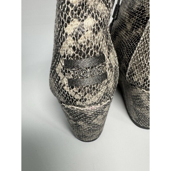 NEW Toms Kala Leather Snakeskin Print Lace Up Wedge Booties Womens 9 - Picture 9 of 12